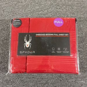 Spyder Full Sheet Set 4 Pc Red 100% Polyester Red With Pillowcases NEW